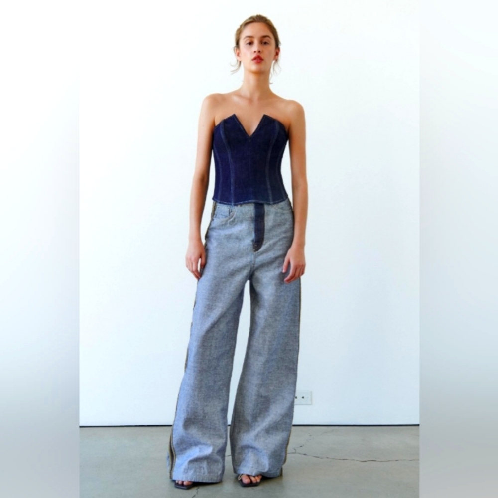 NWT Zara HIGH-WAISTED WIDE LEG INSIDE OUT LOOSE FIT JEANS  EUR 38 US 6